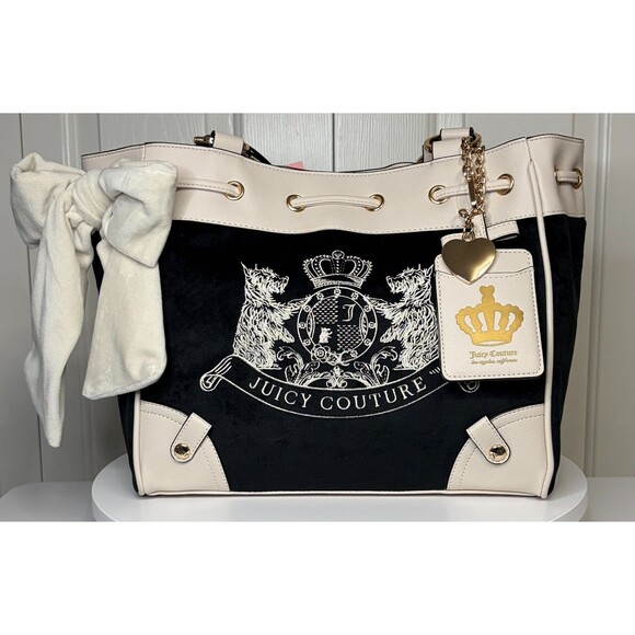 Juicy Couture Handbags - Juicy Couture Classic Scottie Dogs Tote Bag Liquorice/Crystal HTF Viral
